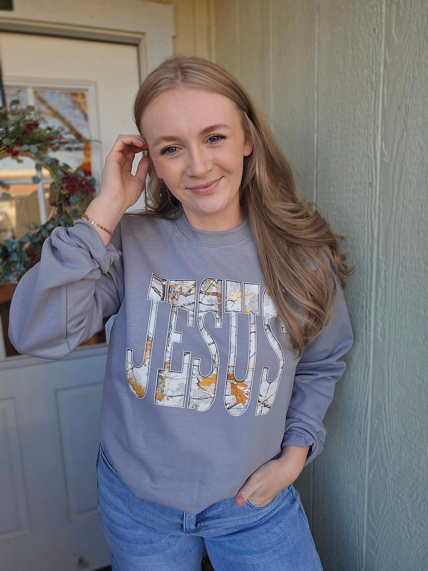 JESUS Camo Cement Crewneck Sweatshirt