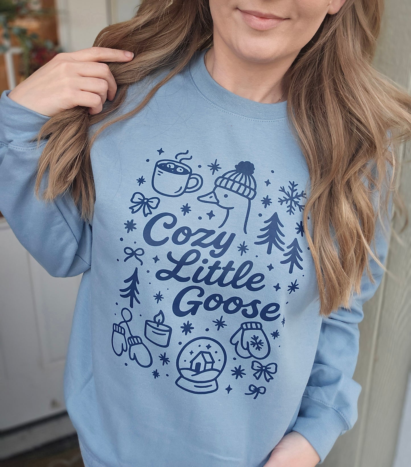 COZY LITTLE GOOSE Slate Blue Crewneck Sweatshirt