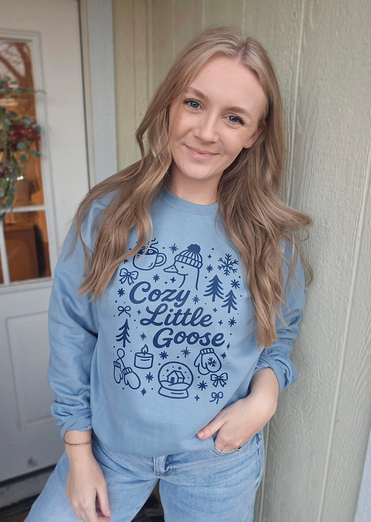 COZY LITTLE GOOSE Slate Blue Crewneck Sweatshirt