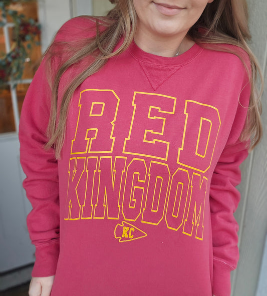 RED KINGDOM Light Red Vintage Wash Crewneck