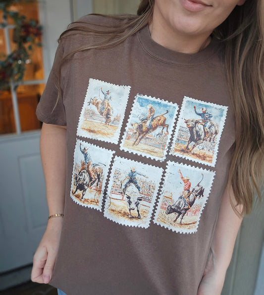 RODEO STAMPS Espresso Vintage Wash Tee