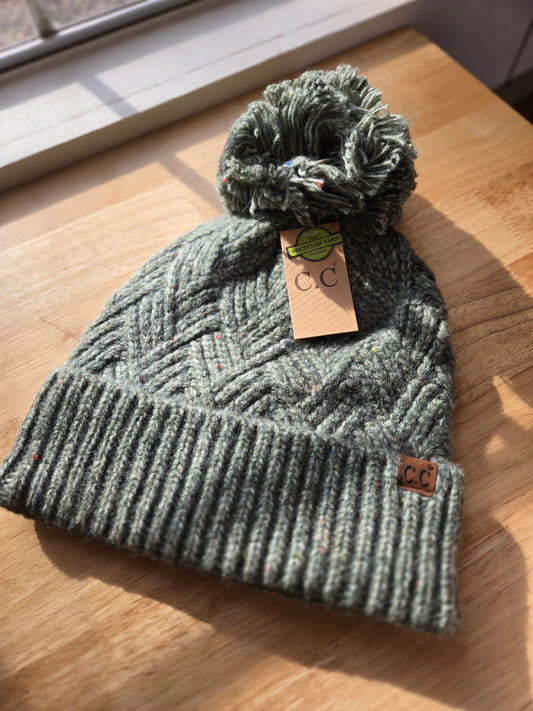 C.C.HEATHERED GREEN CONFETTI Beanie