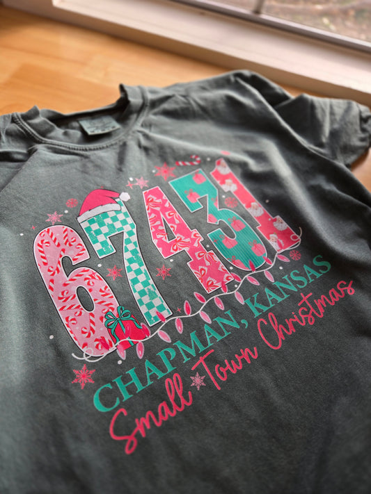 67431 CHRISTMAS Deep Green Vintage  Tee