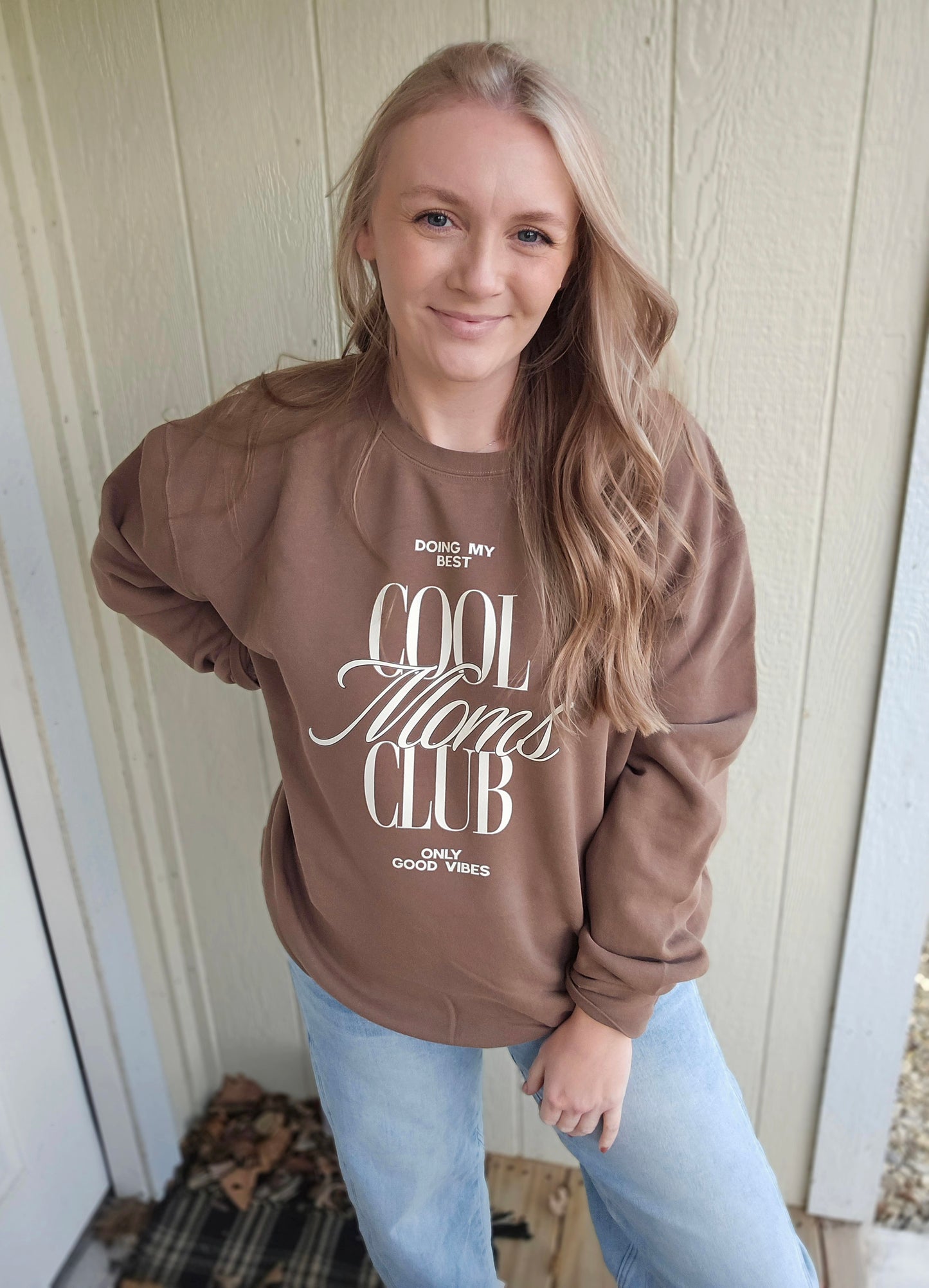 COOL MOMS CLUB Espresso Vintage Wash Crewneck