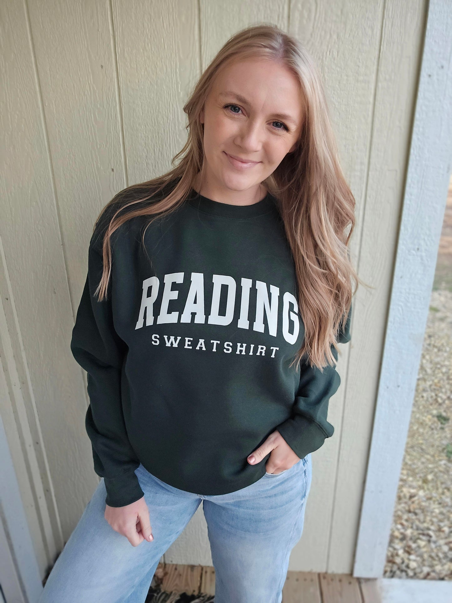 READING SWEATSHIRT Deep Green Crewneck Sweatshirt