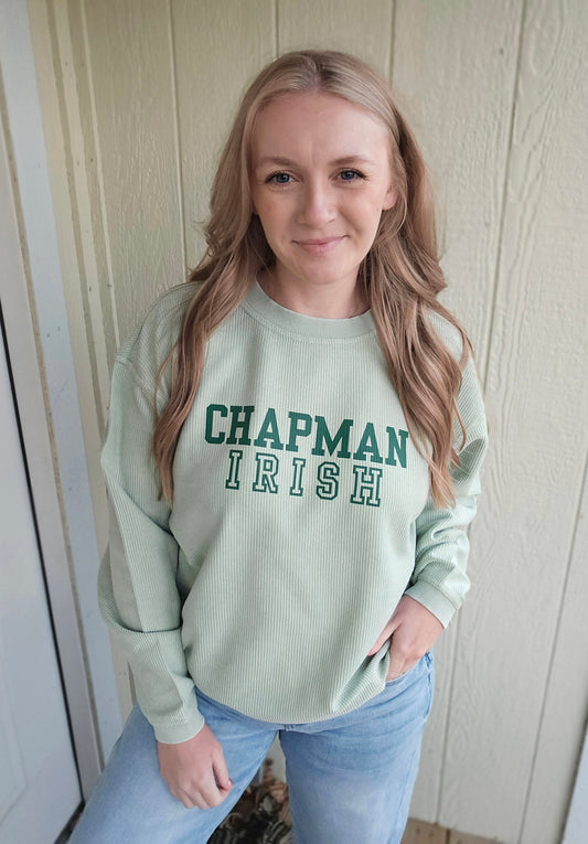 CHAPMAN IRISH Block Sage Corded Crewneck Sweatshirt