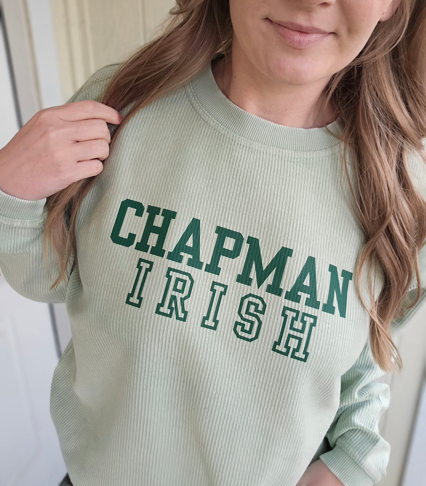 CHAPMAN IRISH Block Sage Corded Crewneck Sweatshirt