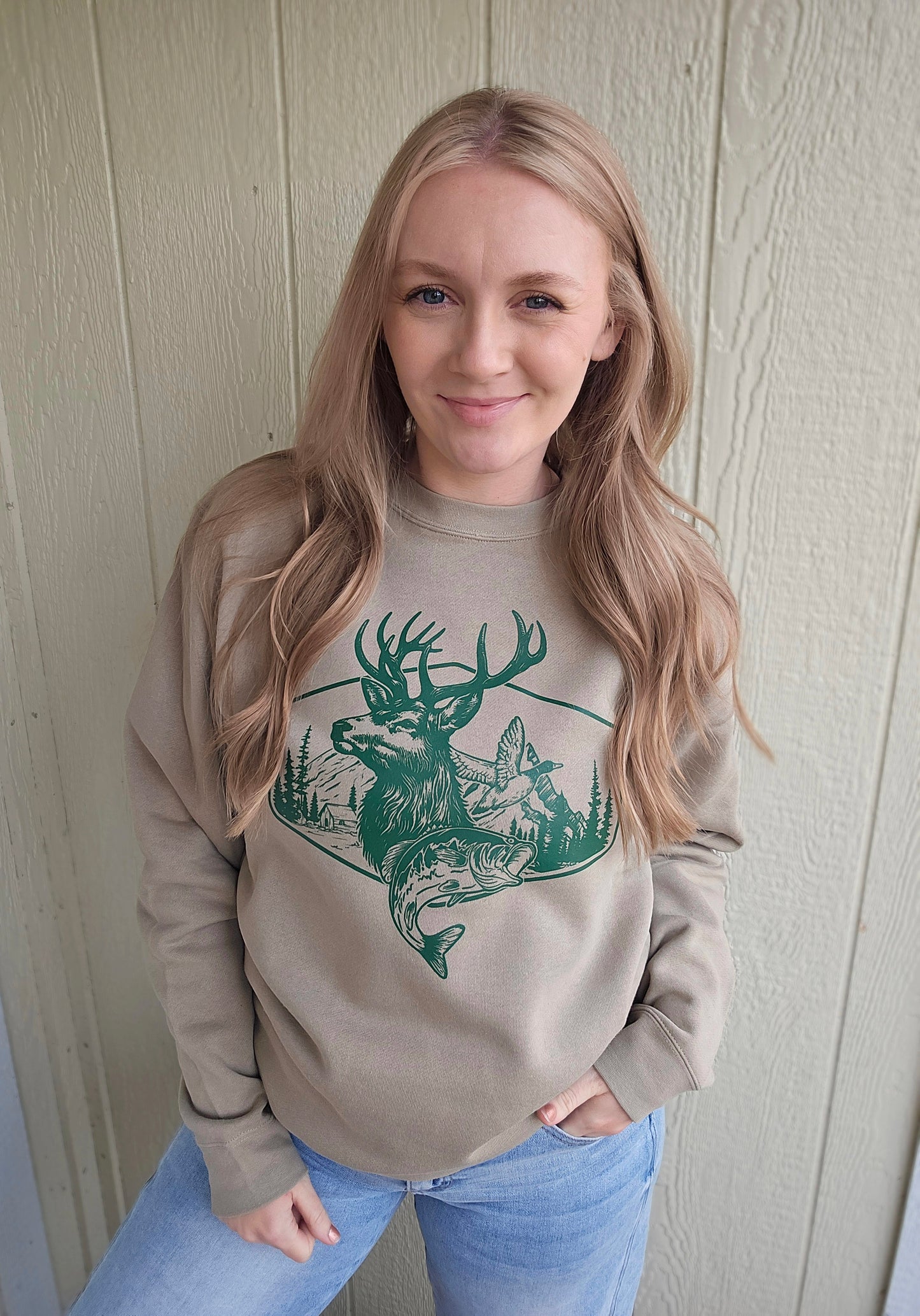 OUTDOORSY Taupe Crewneck Sweatshirt