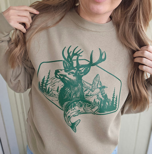 OUTDOORSY Taupe Crewneck Sweatshirt