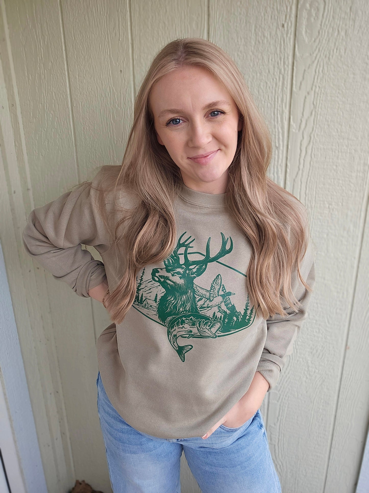 OUTDOORSY Taupe Crewneck Sweatshirt