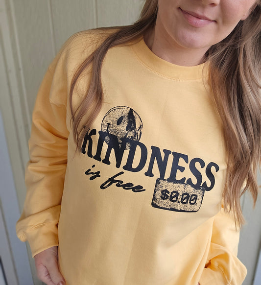 KINDNESS IS FREE Butter Yellow Crewneck Sweatshirt