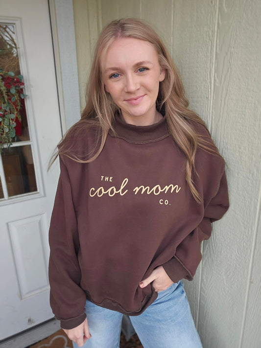 COOL MOM CO. Espresso Mockneck Crewneck Sweatshirt