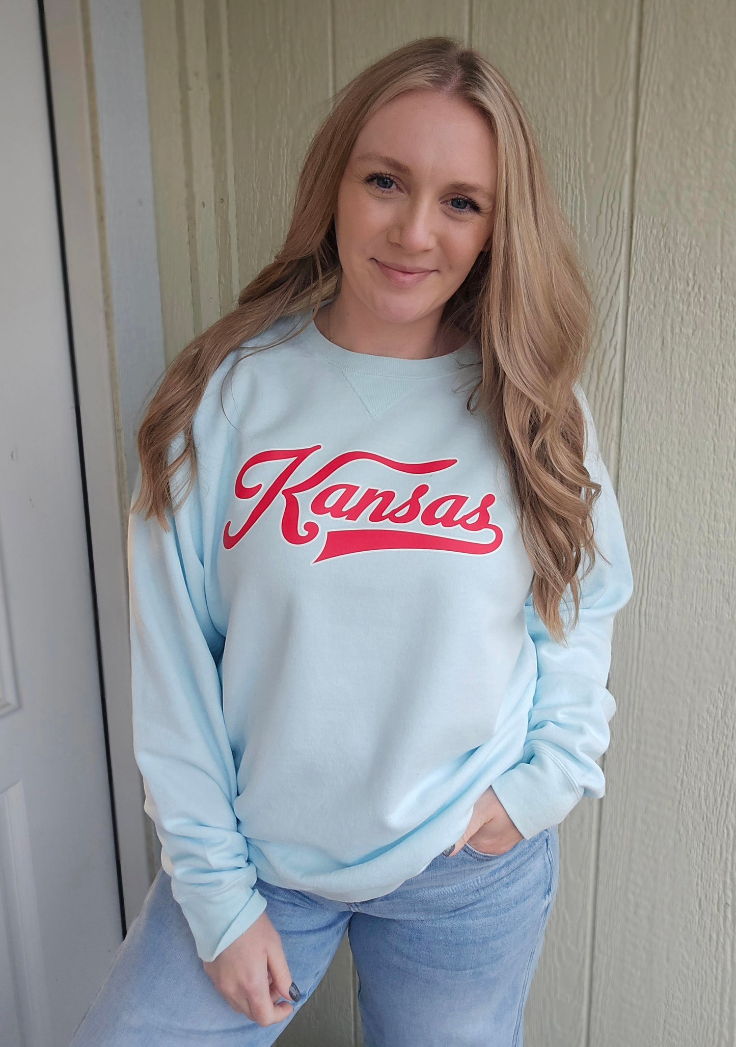 KANSAS Light Blue Vintage Wash Crewneck
