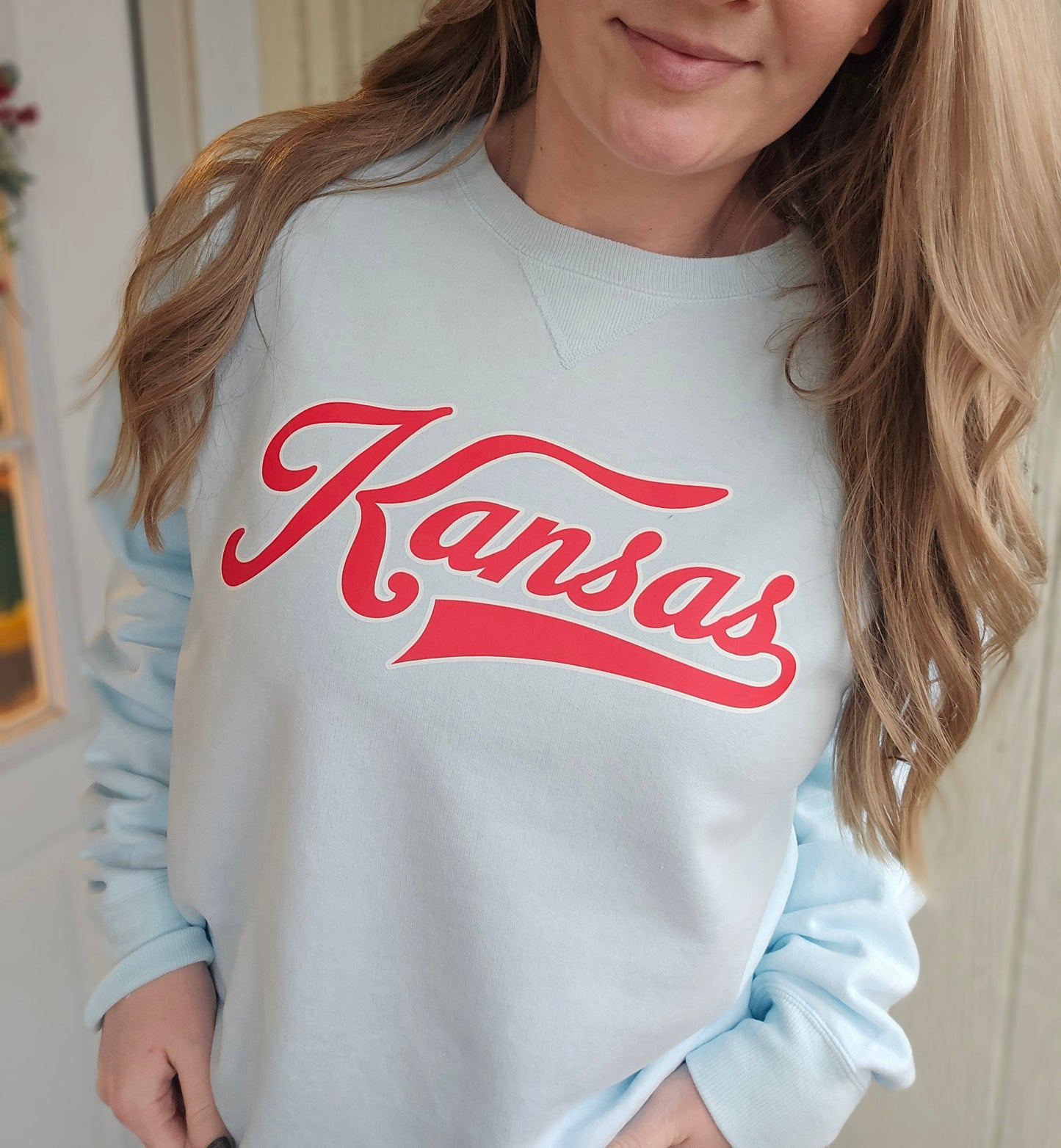 KANSAS Light Blue Vintage Wash Crewneck