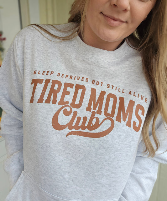 TIRED MOMS CLUB Ash Grey Pocket Crewneck Sweatshirt