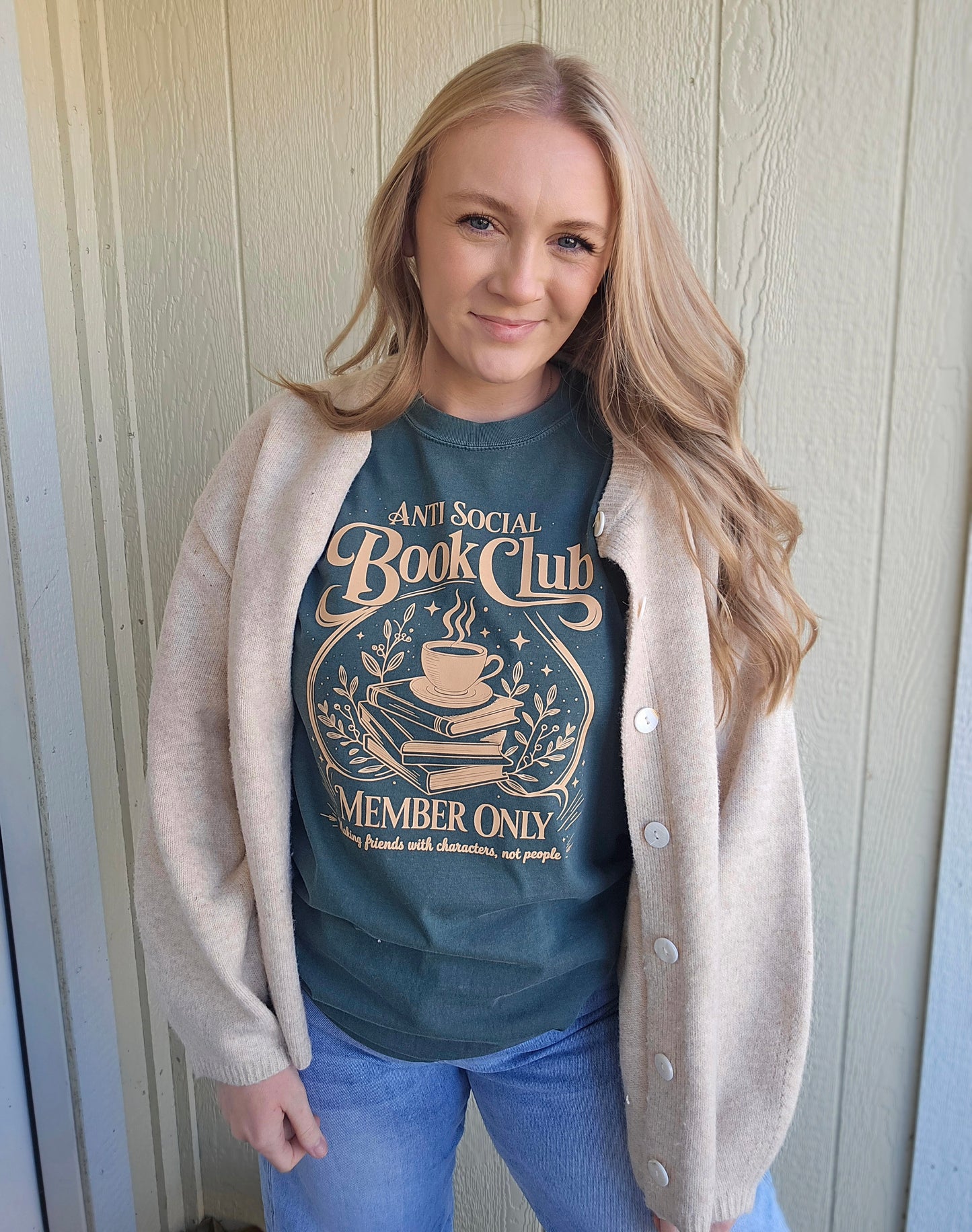 ANTISOCIAL BOOK CLUB Deep Green Vintage Wash Tee