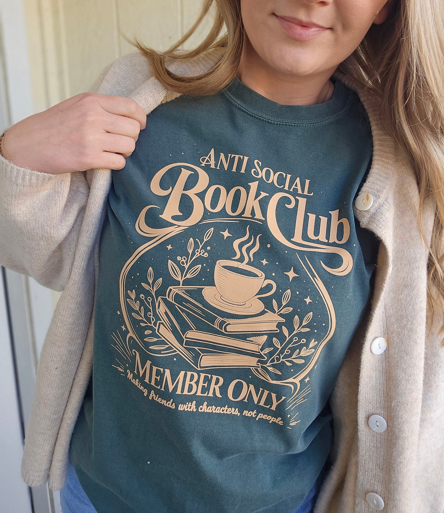ANTISOCIAL BOOK CLUB Deep Green Vintage Wash Tee