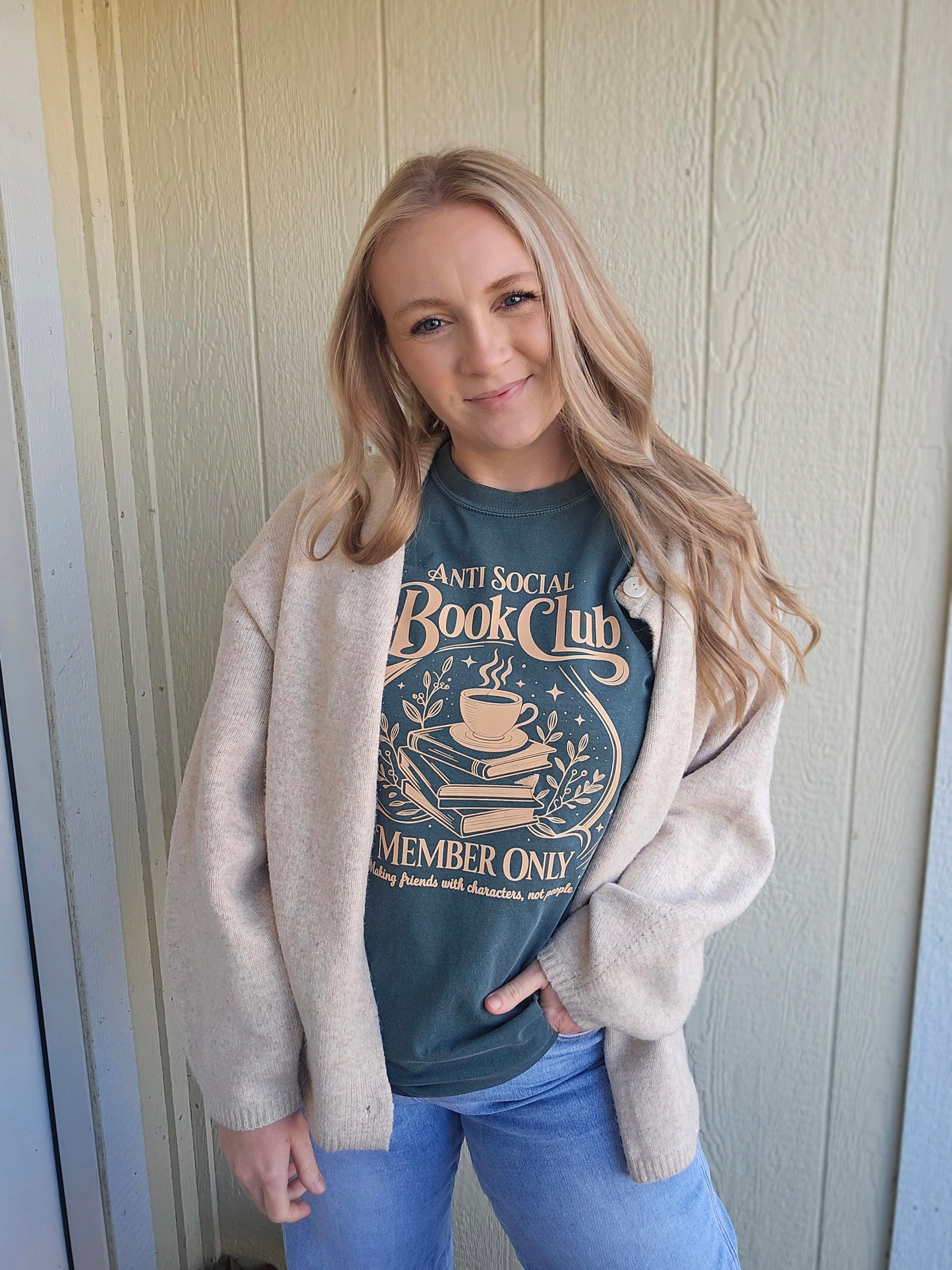 ANTISOCIAL BOOK CLUB Deep Green Vintage Wash Tee