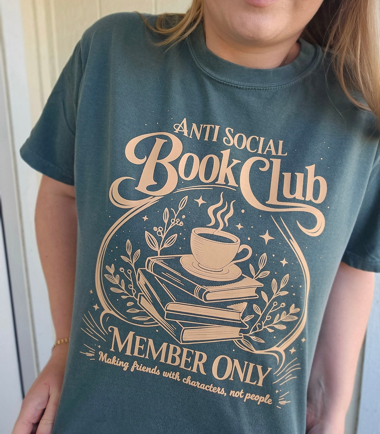 ANTISOCIAL BOOK CLUB Deep Green Vintage Wash Tee