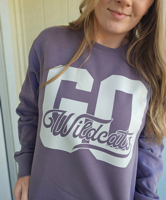 GO WILDCATS Dusty Plum Vintage Crewneck Sweatshirt