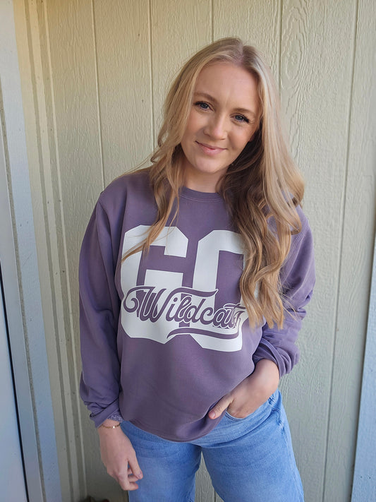 GO WILDCATS Dusty Plum Vintage Crewneck Sweatshirt