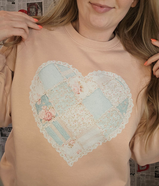 VINTAGE HEART Salmon Pink Crewneck Sweatshirt