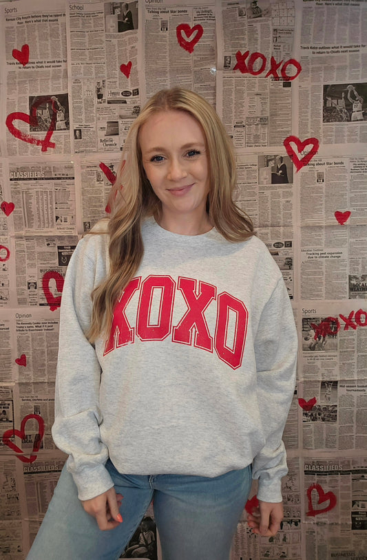 XOXO Varsity Ash Grey Crewneck Sweatshirt