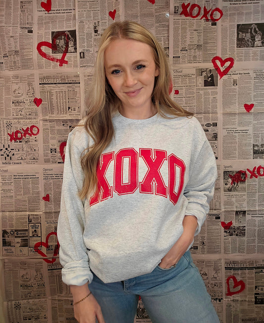 XOXO Varsity Ash Grey Crewneck Sweatshirt