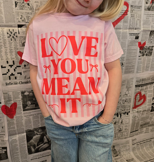 LOVE YOU MEAN IT Pink Vintage Wash Short Sleeve Tee (YOUTH)