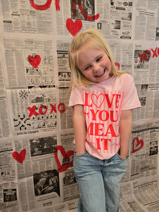 LOVE YOU MEAN IT Pink Vintage Wash Short Sleeve Tee (YOUTH)