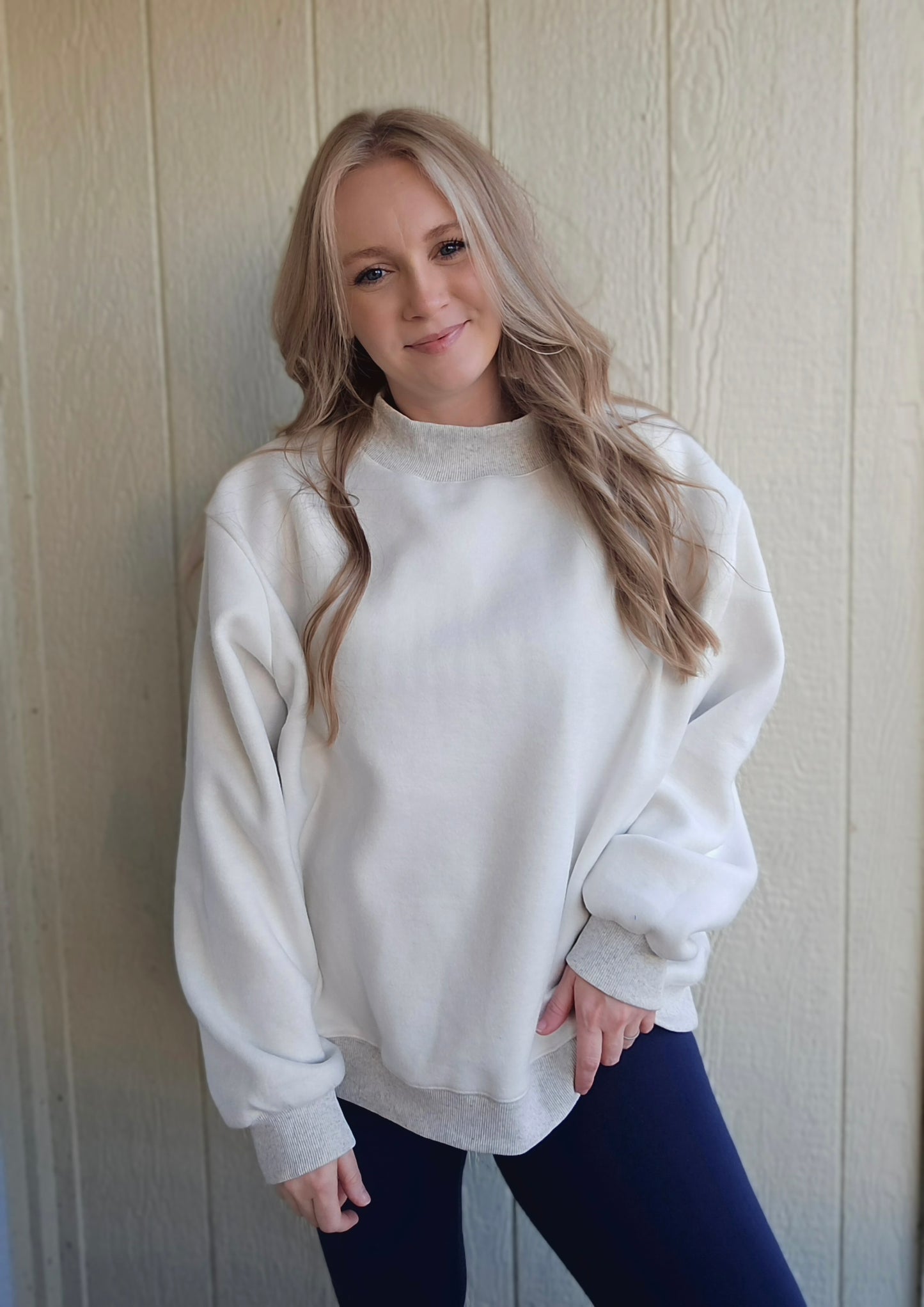 HOMEBODY Ash Grey Mock-Neck Crewneck Sweatshirt