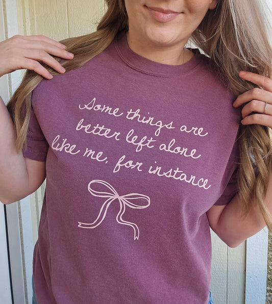 BETTER LEFT ALONE Berry Vintage Wash Tee