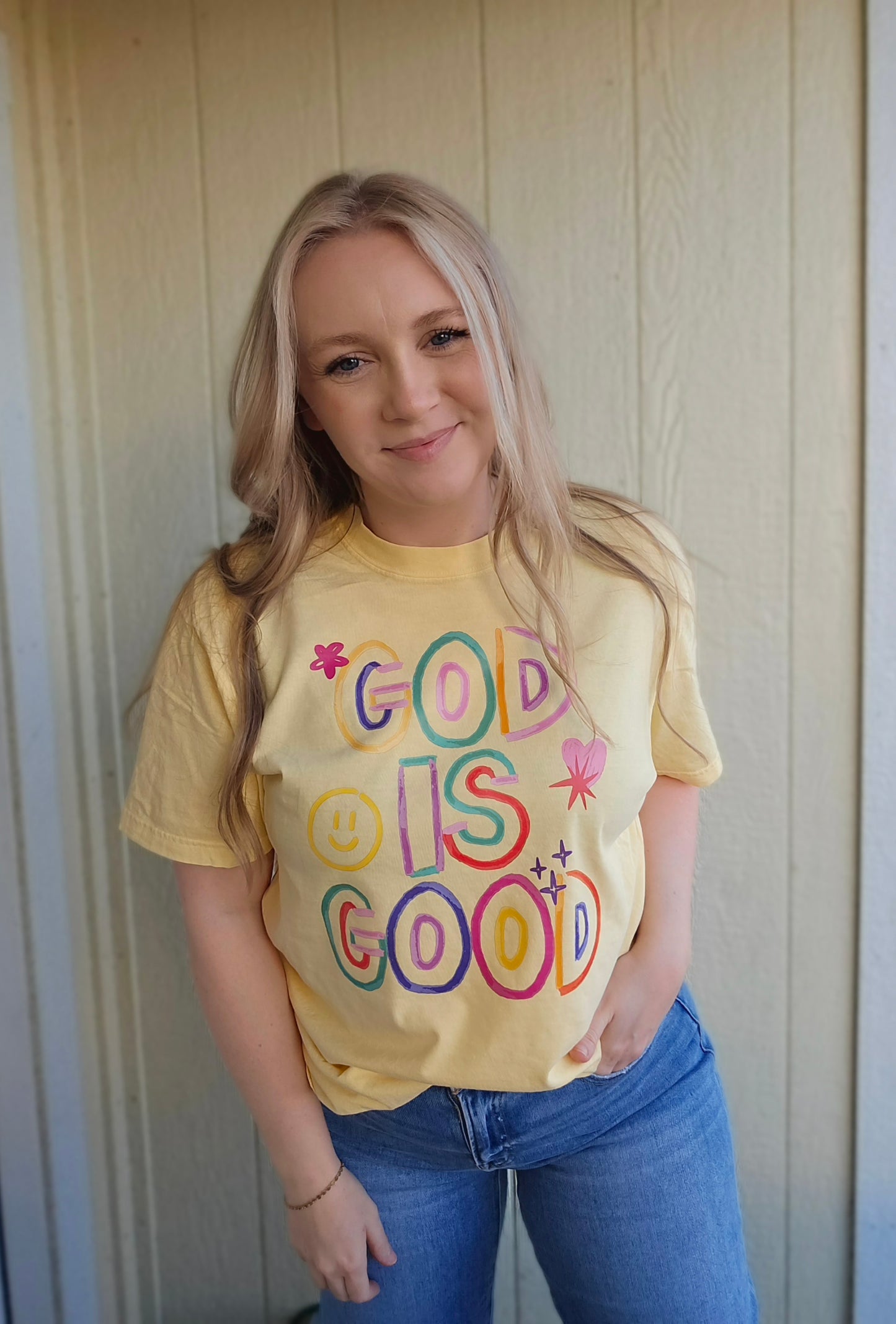 GOD IS GOOD Butter Yellow Vintage Wash Tee