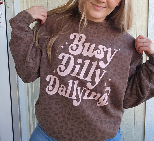 BUSY DILLY DALLYING Vintage Leopard Crewneck Sweatshirt