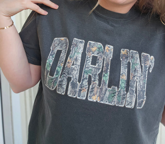 DARLIN' Camo Charcoal Vintage Wash Tee