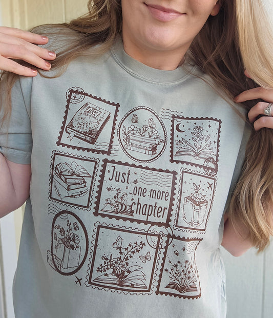 ONE MORE CHAPTER Stamps Sage Vintage Wash Tee