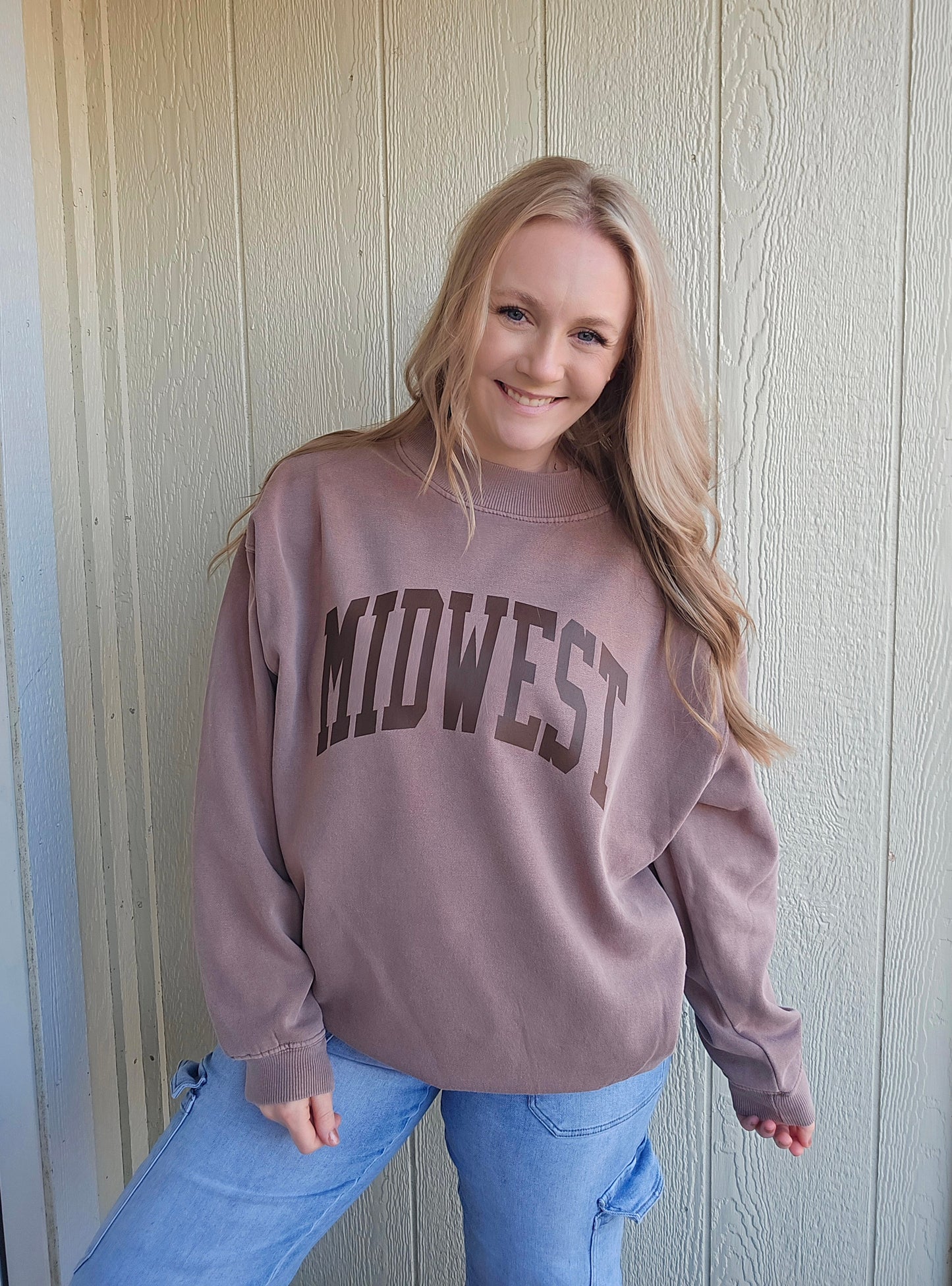 MIDWEST Espresso Vintage Wash Mockneck Sweatshirt