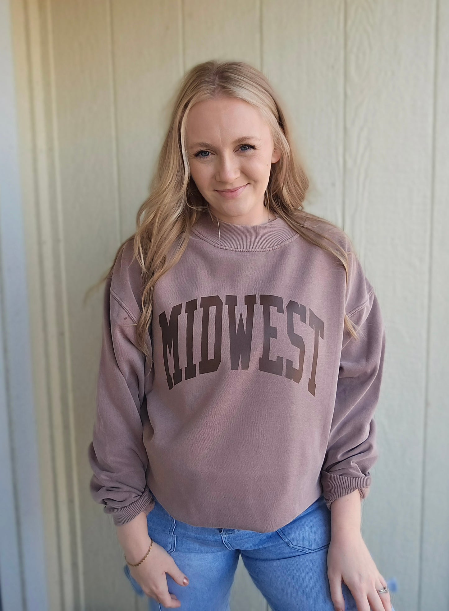MIDWEST Espresso Vintage Wash Mockneck Sweatshirt