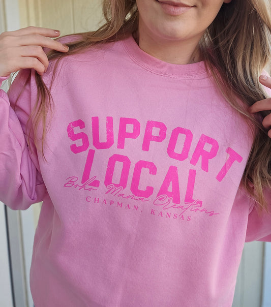 SUPPORT LOCAL BMC Candy Pink Crewneck Sweatshirt