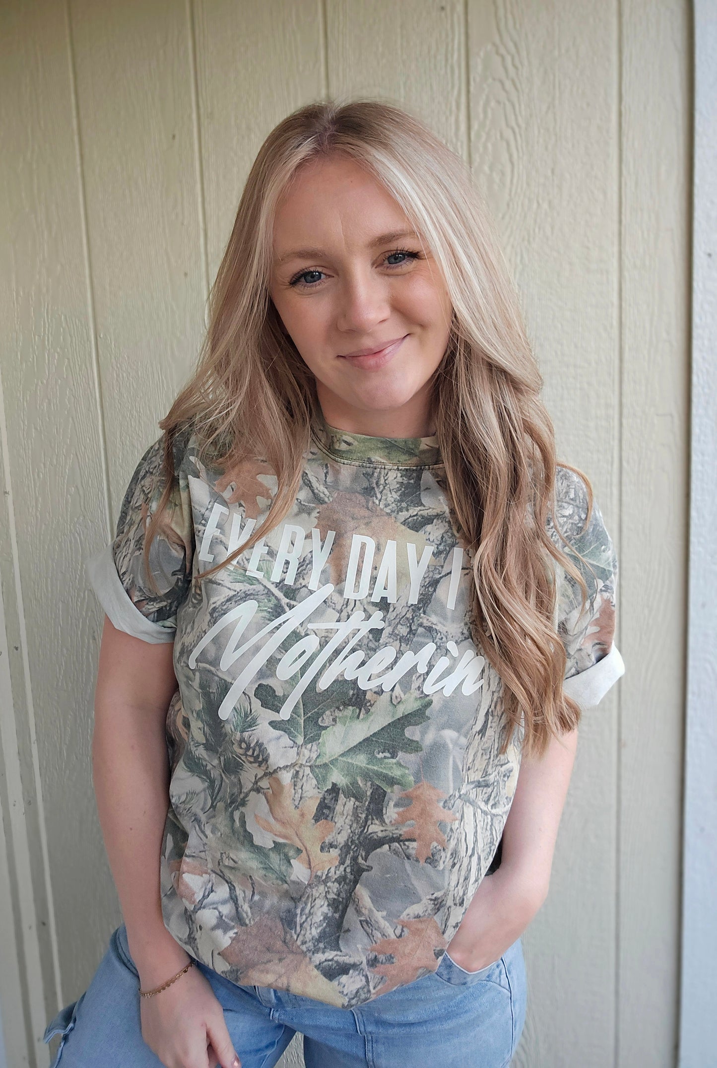 EVERDAY I'M MOTHERIN' Vintage Wash Camo Tee