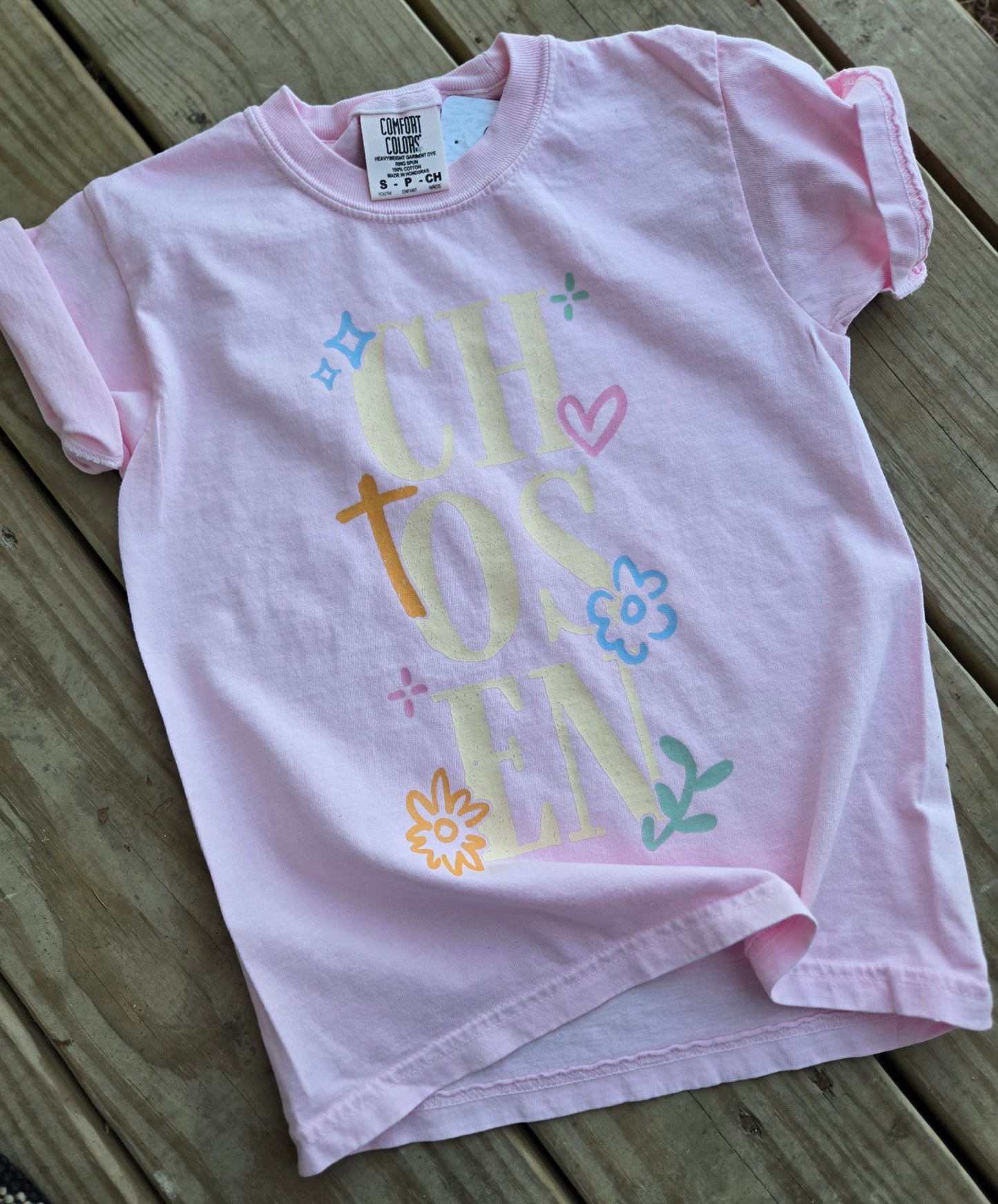 CHOSEN Pink Vintage Wash Short Sleeve Tee (YOUTH)