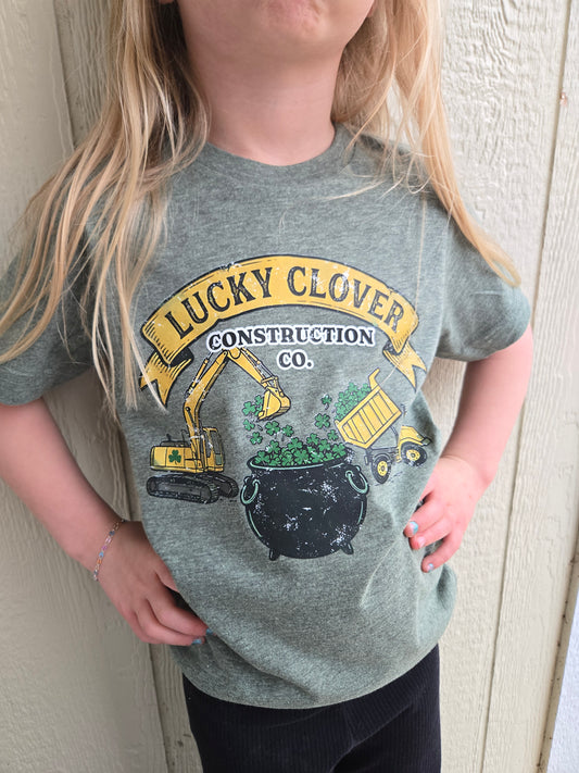 LUCKY CONSTRUCTION CO Heather Green Tee (YOUTH)