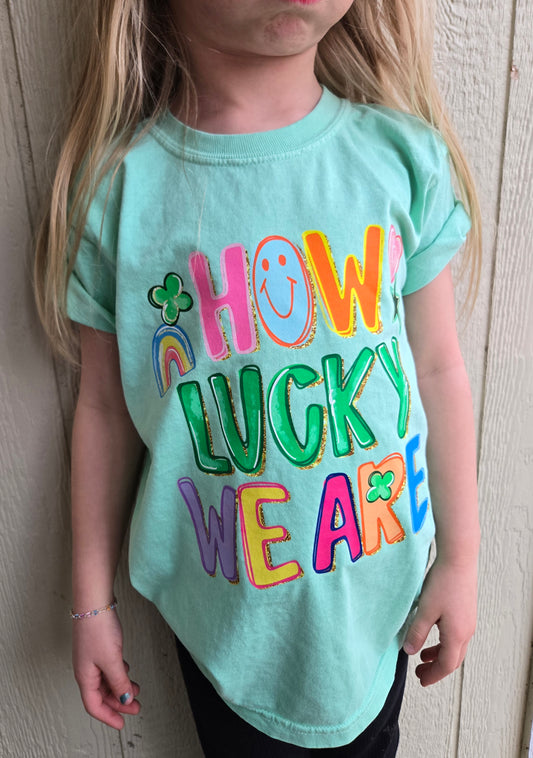 HOW LUCKY WE ARE Mint Green Vintage Wash Tee (YOUTH)