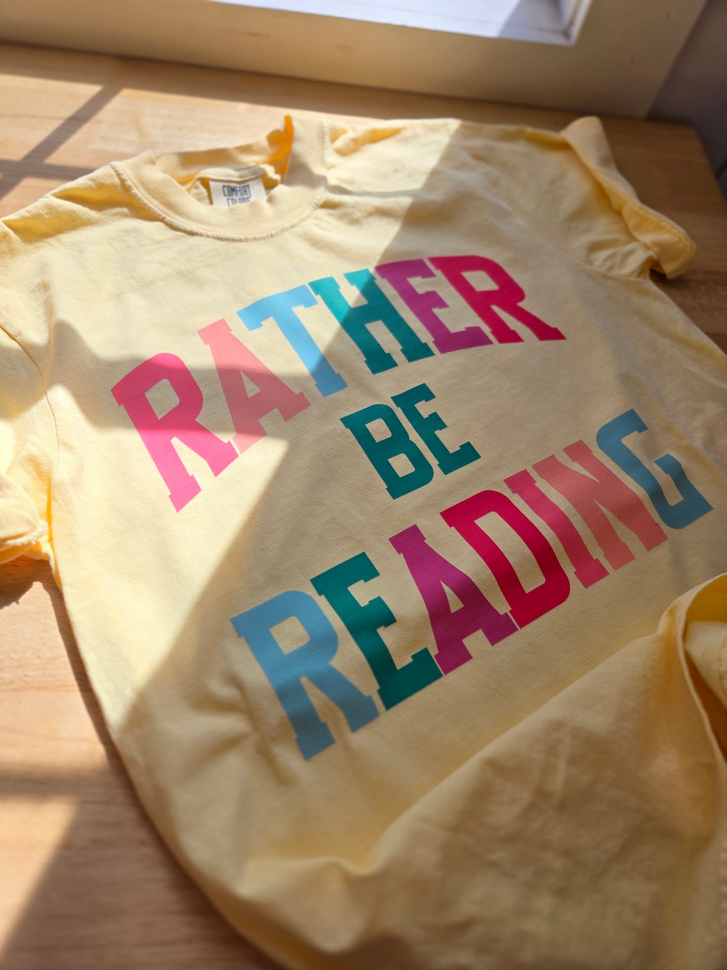 RATHER BE READING Butter Yellow Vintage Wash Tee