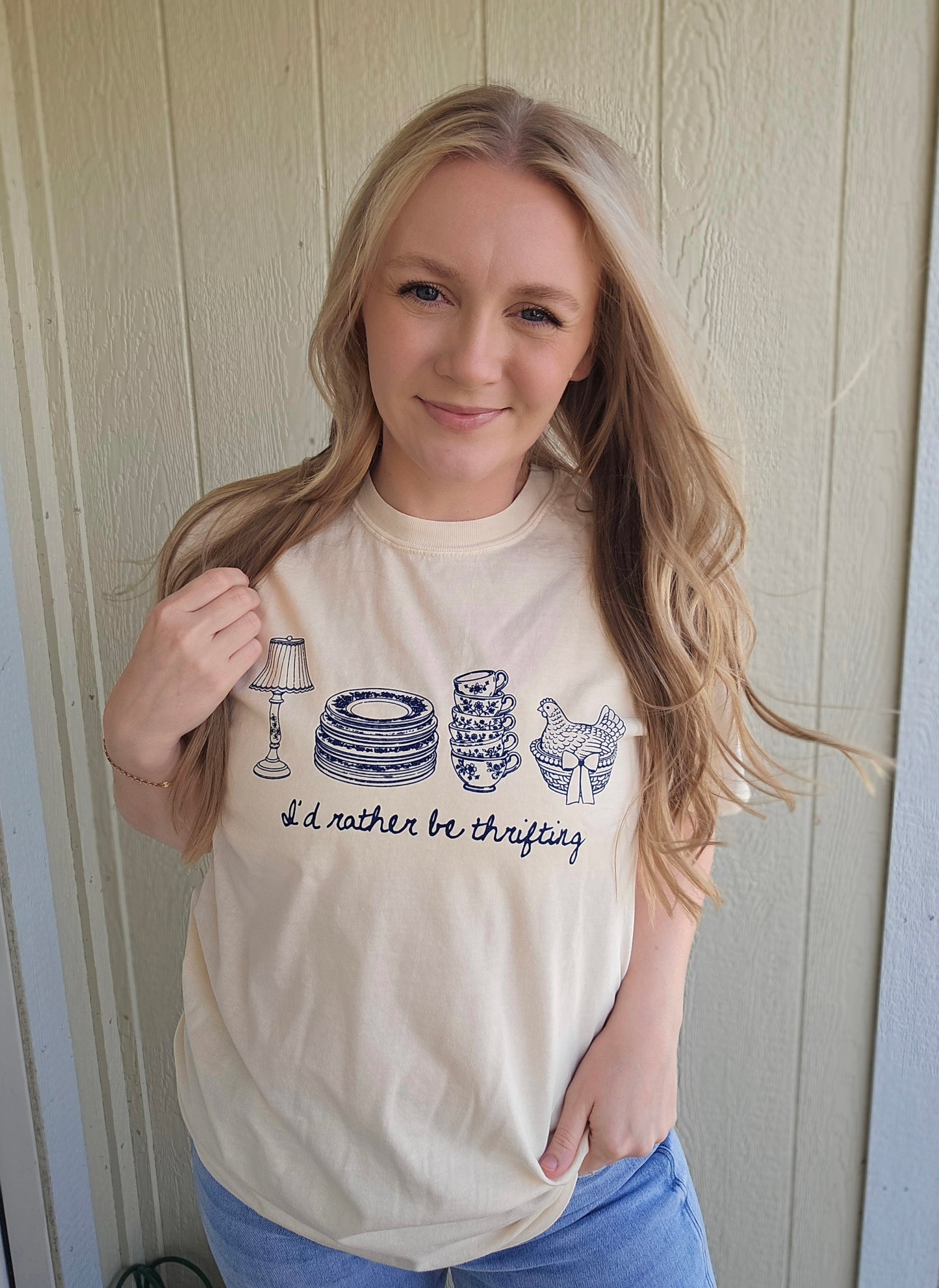 RATHER BE THRIFTING Ivory Vintage Wash Tee