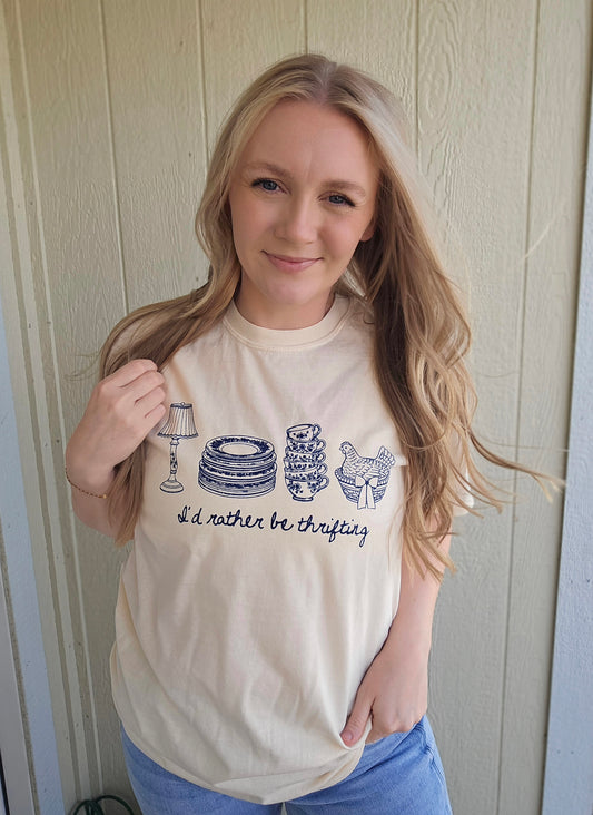 RATHER BE THRIFTING Ivory Vintage Wash Tee