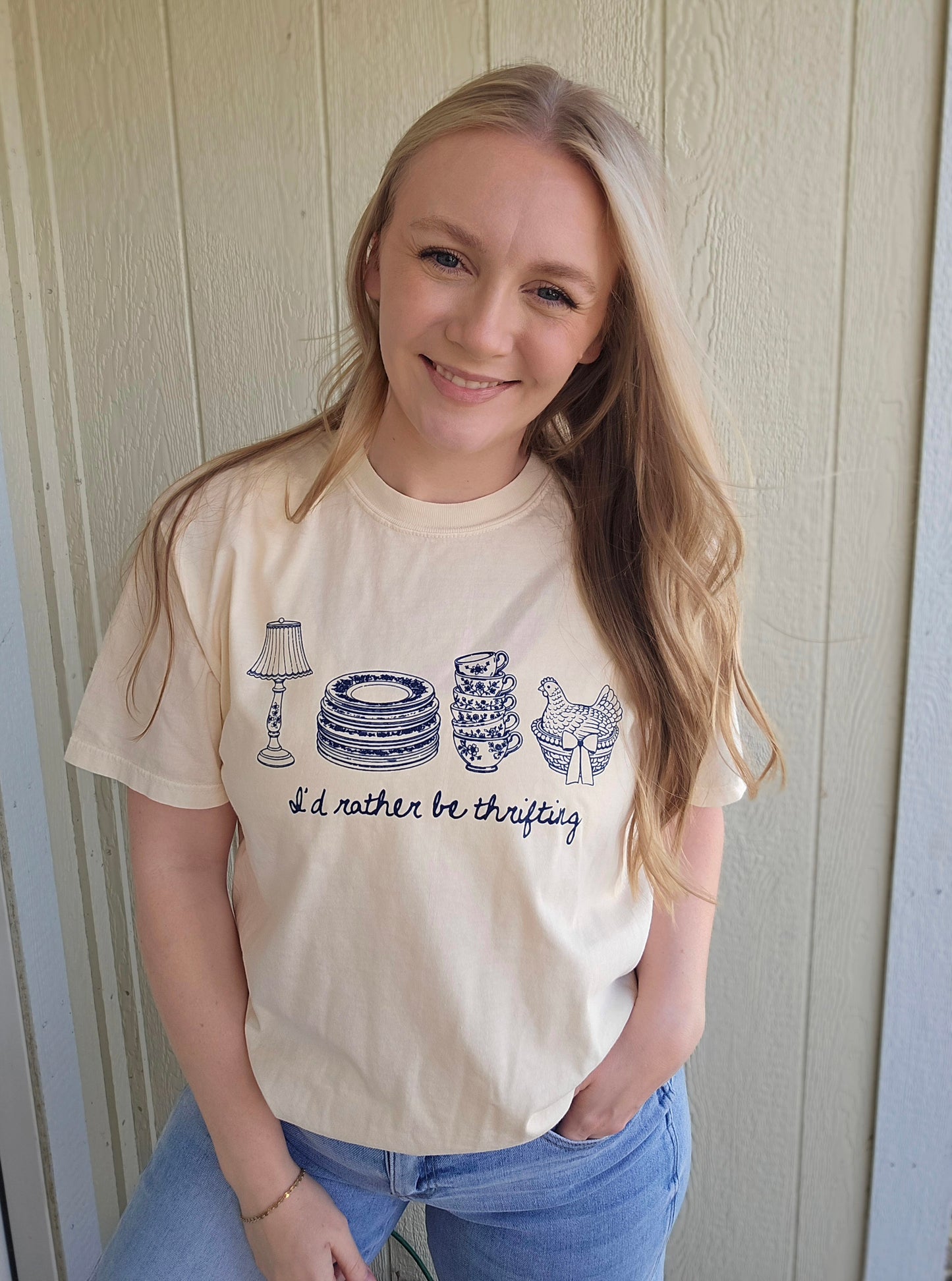 RATHER BE THRIFTING Ivory Vintage Wash Tee