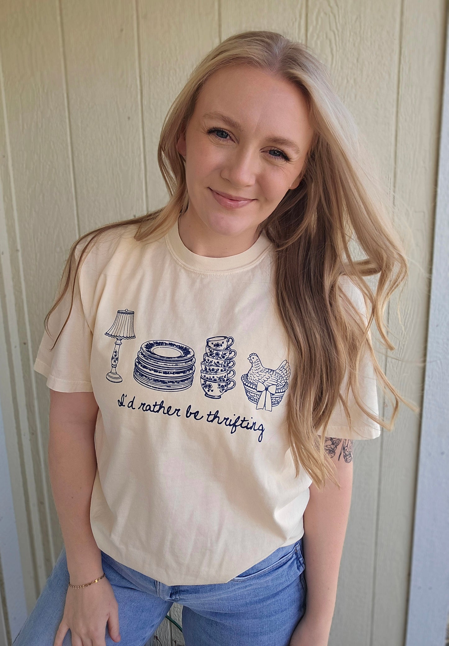 RATHER BE THRIFTING Ivory Vintage Wash Tee