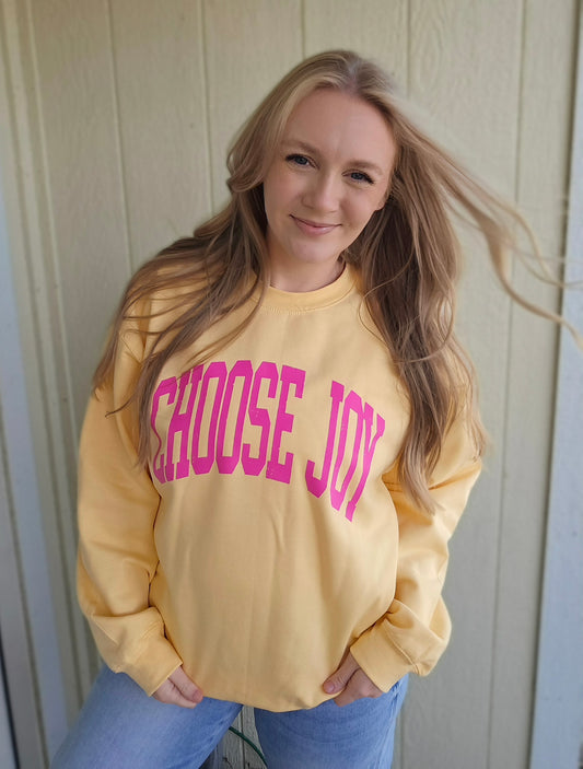 CHOOSE JOY Butter Yellow Crewneck Sweatshirt