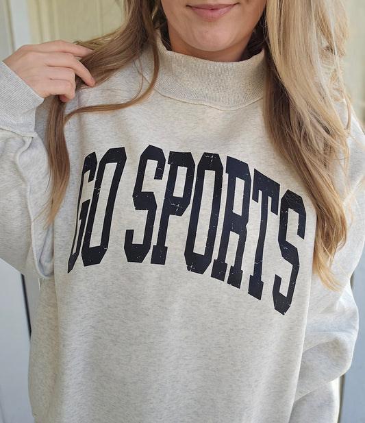 GO SPORTS Ash Grey Mock-Neck Sweatshirt